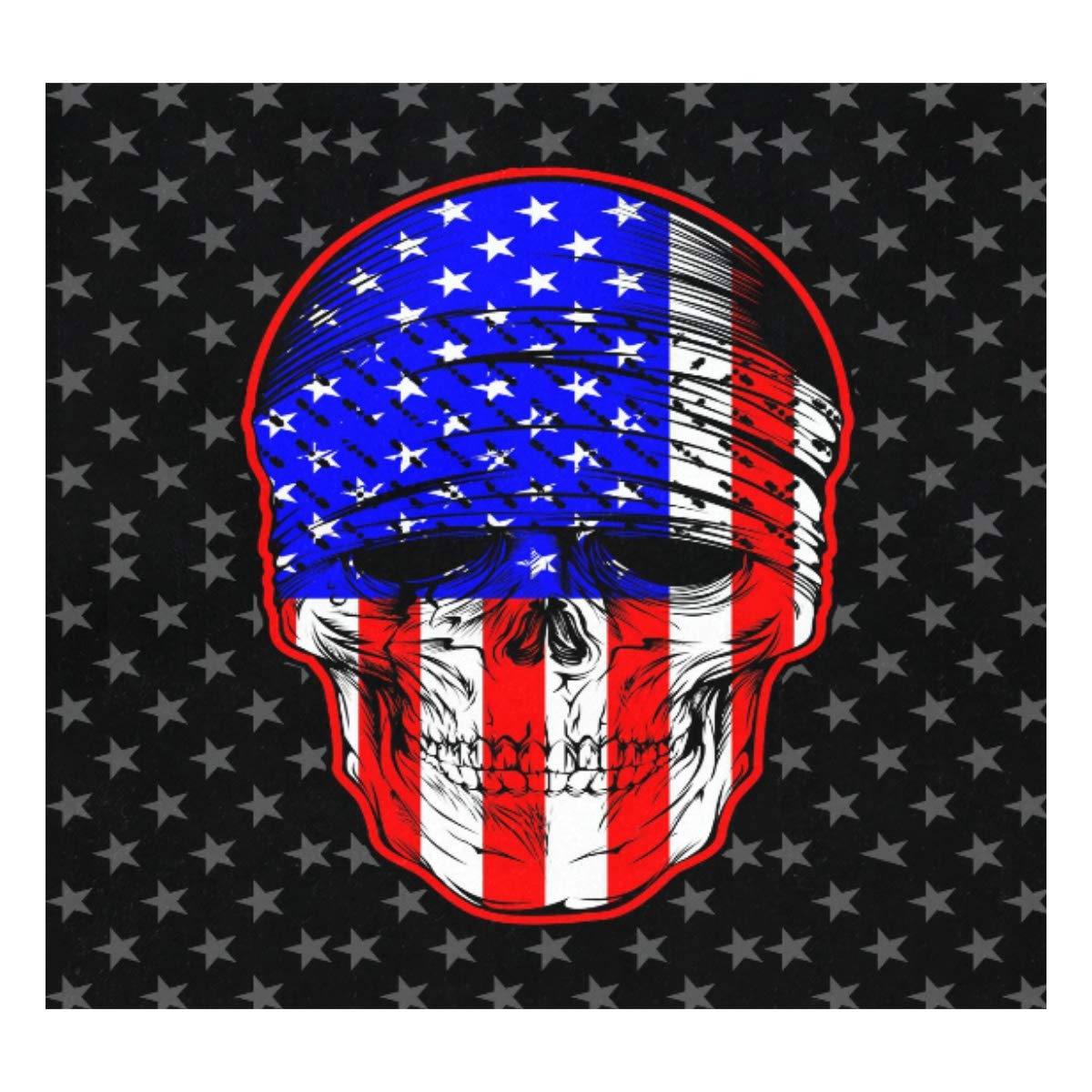 Thermosflasche, Vakuum-isoliert, Edelstahl, doppelwandig, auslaufsicher, Totenkopf-Motiv, USA-Stern-Flagge, personalisierbar, bedruckt, echtes Leder, 500 ml