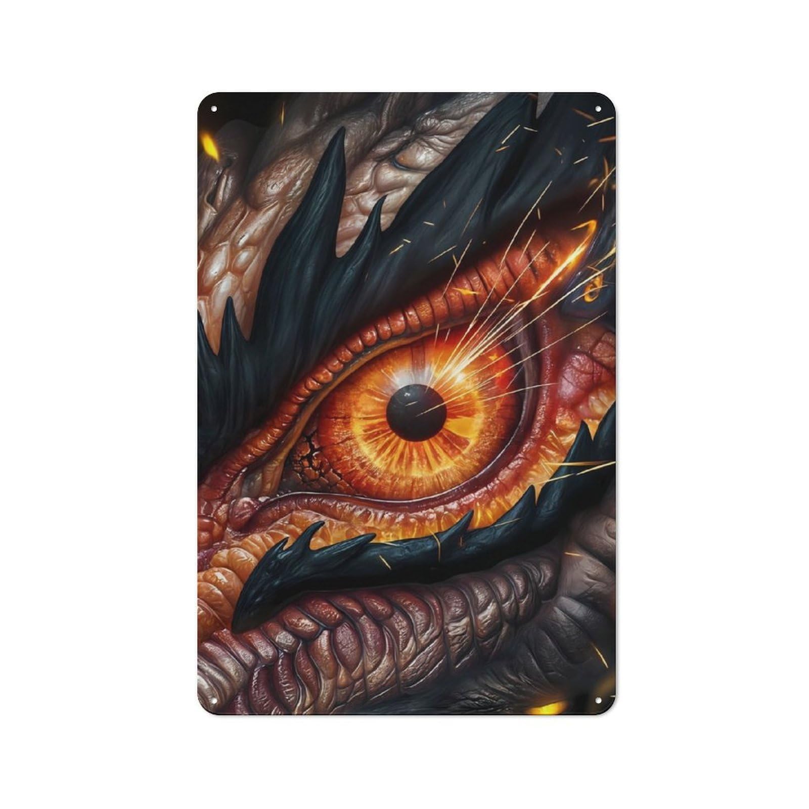 Junmoney Dragon Eyes Fire Tin Wall Plaque 30X20cm With For Living Room Wall, Gift For Feature Wall Decorators During The Christmas Season