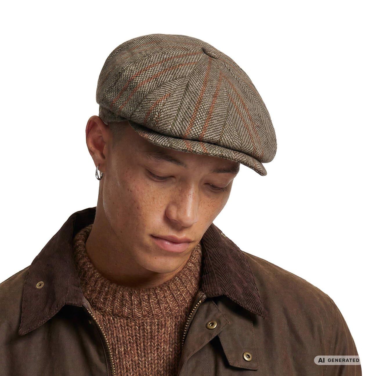 Stetson Hatteras Herringbone Stripe Flatcap Herren Made in EU Herbst Winter