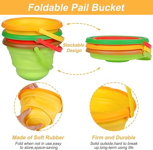 Miniatura 8 de Juego de juguetes de arena de playa para niños, plegable de silicona, cubo de playa, juguetes de viaje para la playa para el verano, campamento al