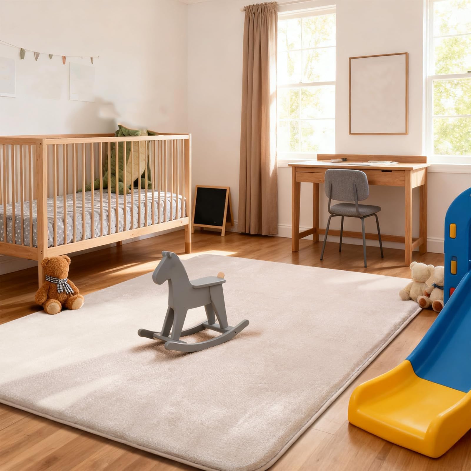 Tapis de Jeu pour bébé 120 x 180 cm Gris Foncé Pliable Mousse Étanche 3cm Velours Corail