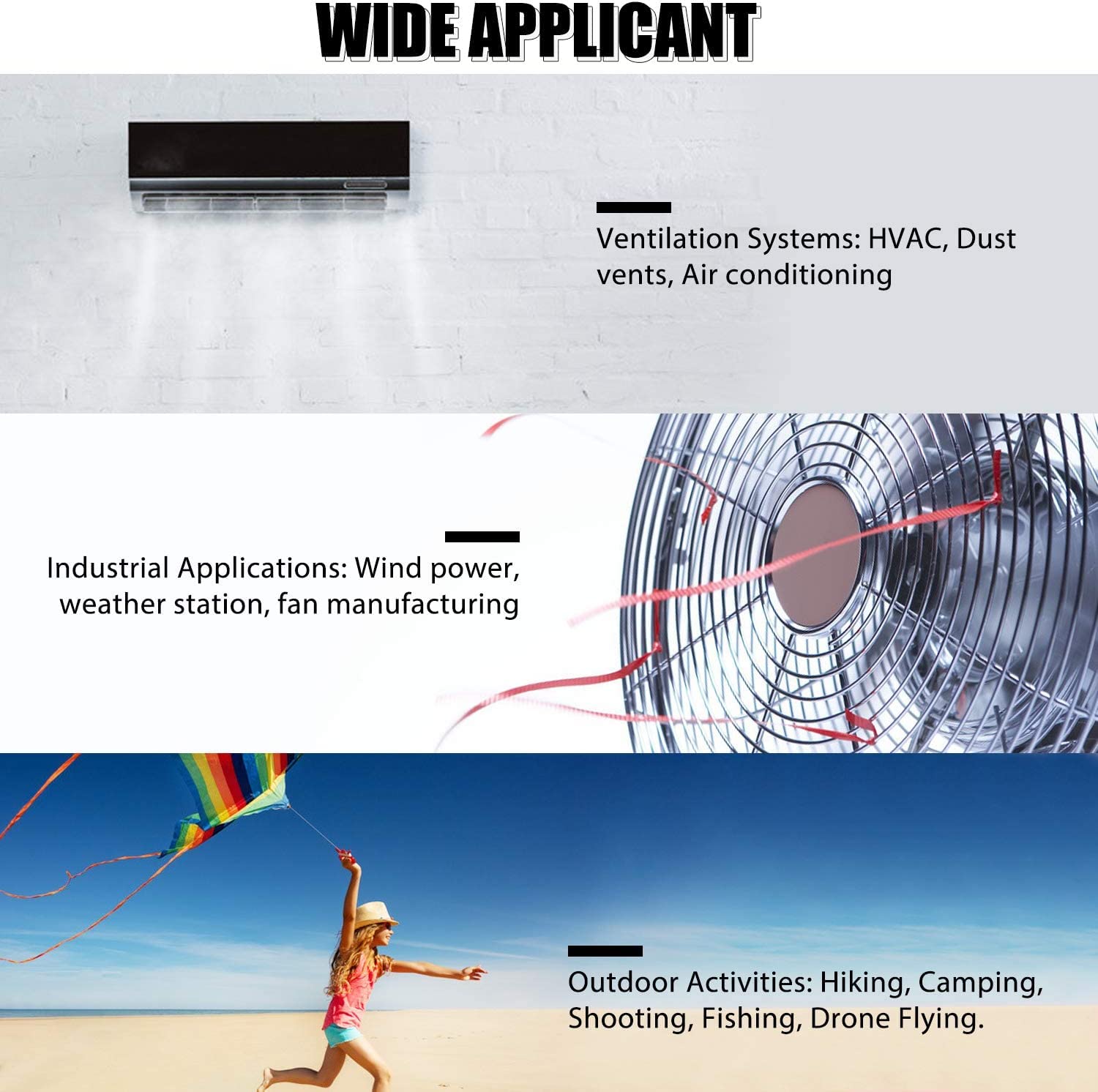 Anémomètre Enregistreur Bluetooth Compteur de Vent Vitesse, AIOMEST Anemometre Portable Connecté Mesureur Vitesse du Vent 30m/s et Température, Pour HVAC/CVC,VMC, Drone et Vents Conduits