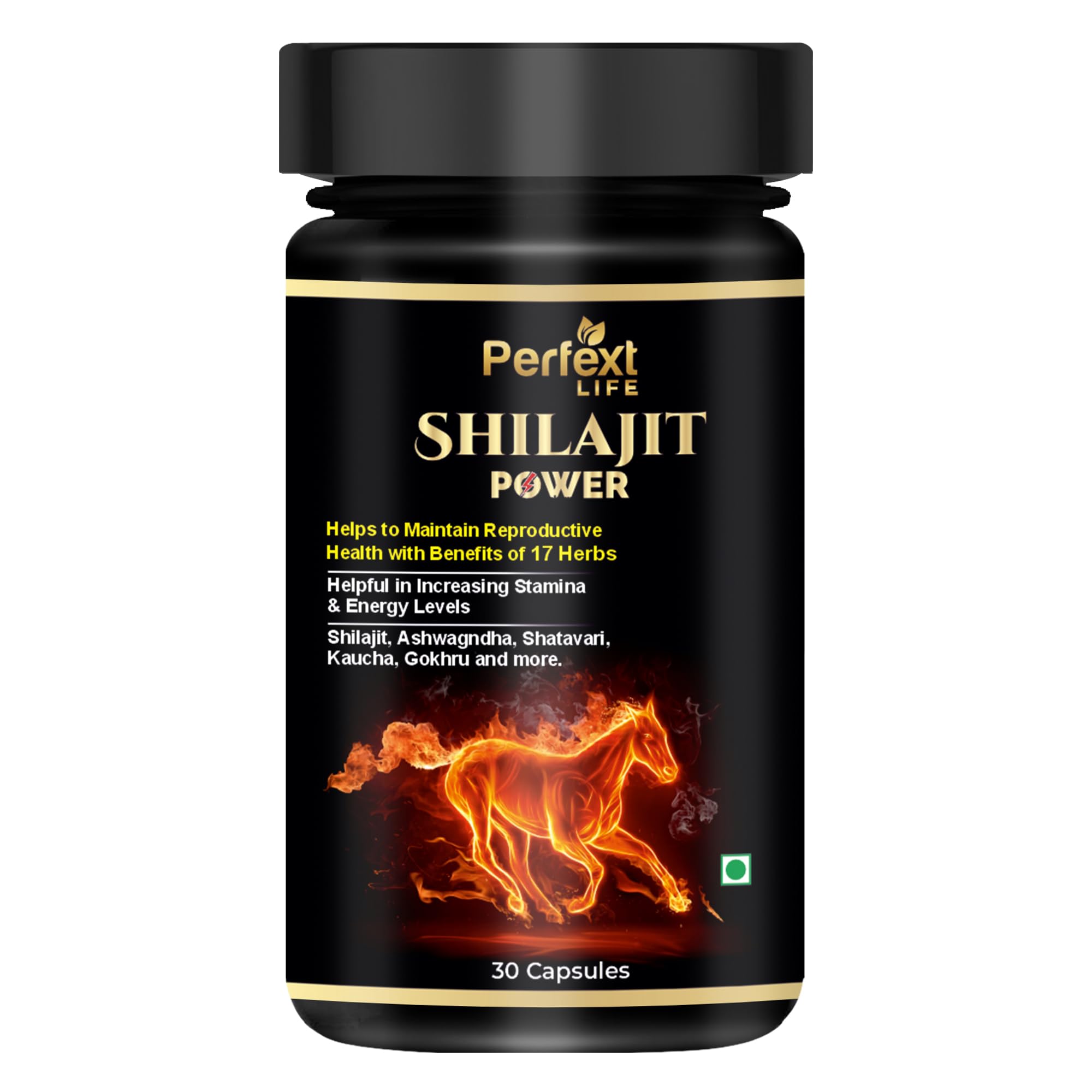Perfext Instant Effective Shilajit Capsules - Enhances Stamina, Energy, and Power | Supports Healthy Testosterone Levels, Enriched with Ayurvedic Herbs for Long Lasting Result (30 Capsules)