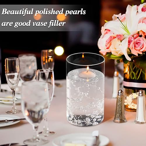 Miniatura 4 de Hicarer Decoraciones del día de San Valentín, 157 pies, 24 cuerdas, cadena de perlas para velas flotantes, perlas de imitación como relleno