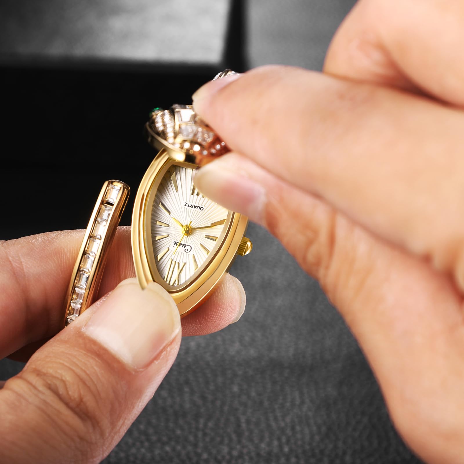 JewelryWe Damenuhr Schlange Legierung Uhr Damen Analog Quarz Armbanduhr Chunky Flexible biegbares Schlangenarmband Wickelarmband Uhr geschichtet gewickelte Schlangenuhr für Frau Mädchen