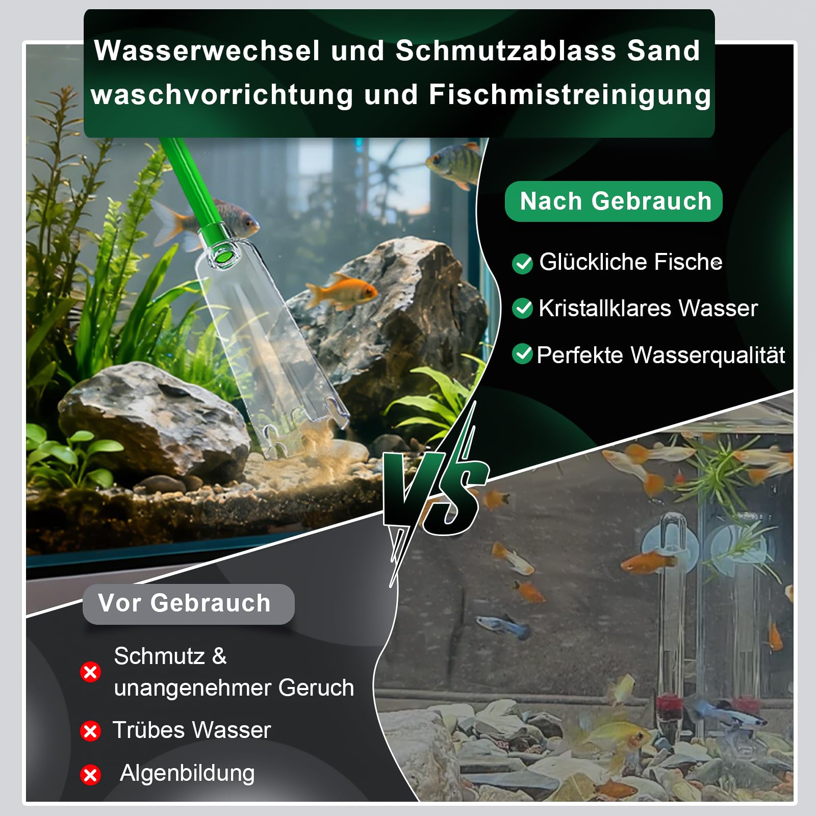 boxtech Aquarium Reiniger, Aquarium Wasserwechsel, Aquarium-Reinigung Sand Filter Fisch Tank Kiesfilter Einstellbare Durchflussregelung für Wasserwechsel