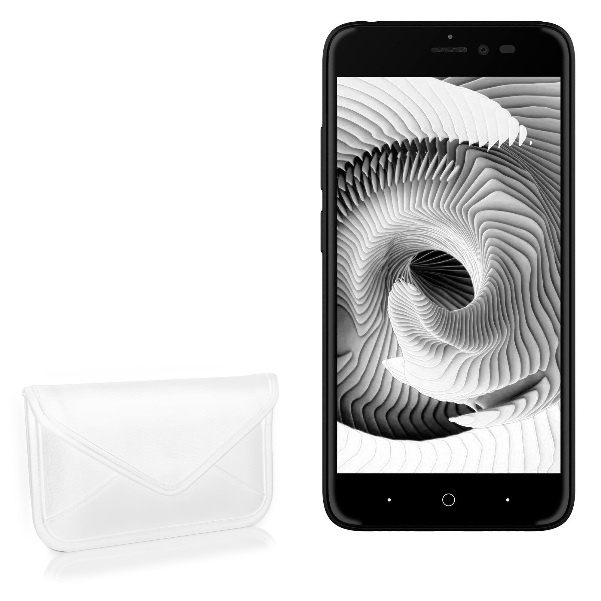 BoxWave Case Compatible with Karbonn Aura Sleek Plus - Elite Leather Messenger Pouch, Synthetic Leather Cover Case Envelope Design - Ivory White