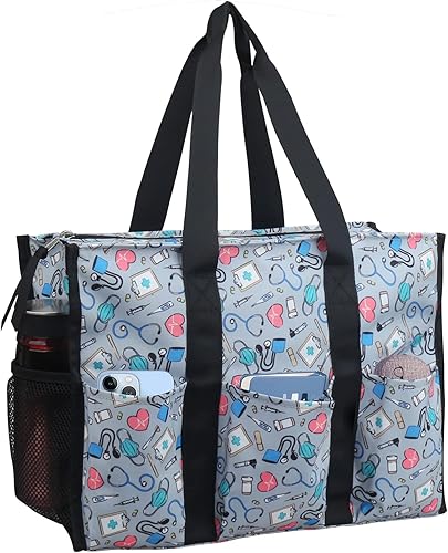 ABAMERICA Nurse Bags for Work Nursing Bag Multiple Pockets Waterproof Organizing Zip Top Clinical Bag for Nursing Students