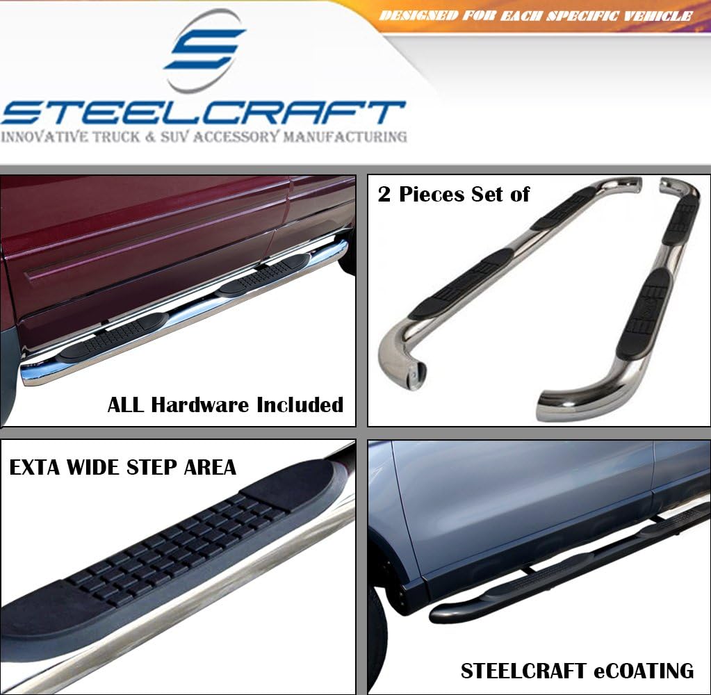 STEELCRAFT 202800 2000-2017 CHEVY TAHOE / GMC YIKON / 2001-2017 CADILLAC ESCALADE (will not fit the ESV model) 3" SIDEBARS BLACK Side Step Nerf Bar Running Board