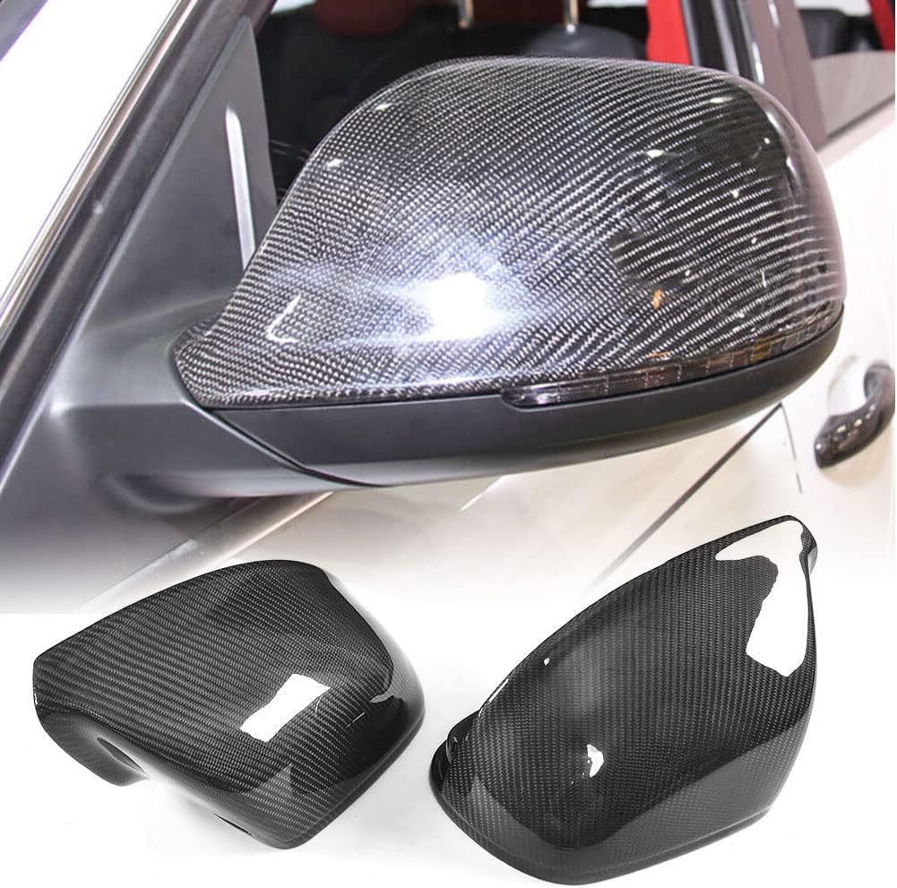 Real Carbon Fiber Mirror Covers for Audi Q5 SQ5 2009-2017 Q7 SQ7 2009-2015 Replacement Style Rearview Mirror Caps Exterior Shell Factory Outlet with Side Lane Assist Hole