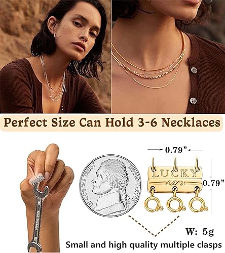 Miniatura 3 de Dailyacc Lucky Necklace Layering Clasp 18K Gold and Silver Multiple Necklace Clasps for Layered Look Separator