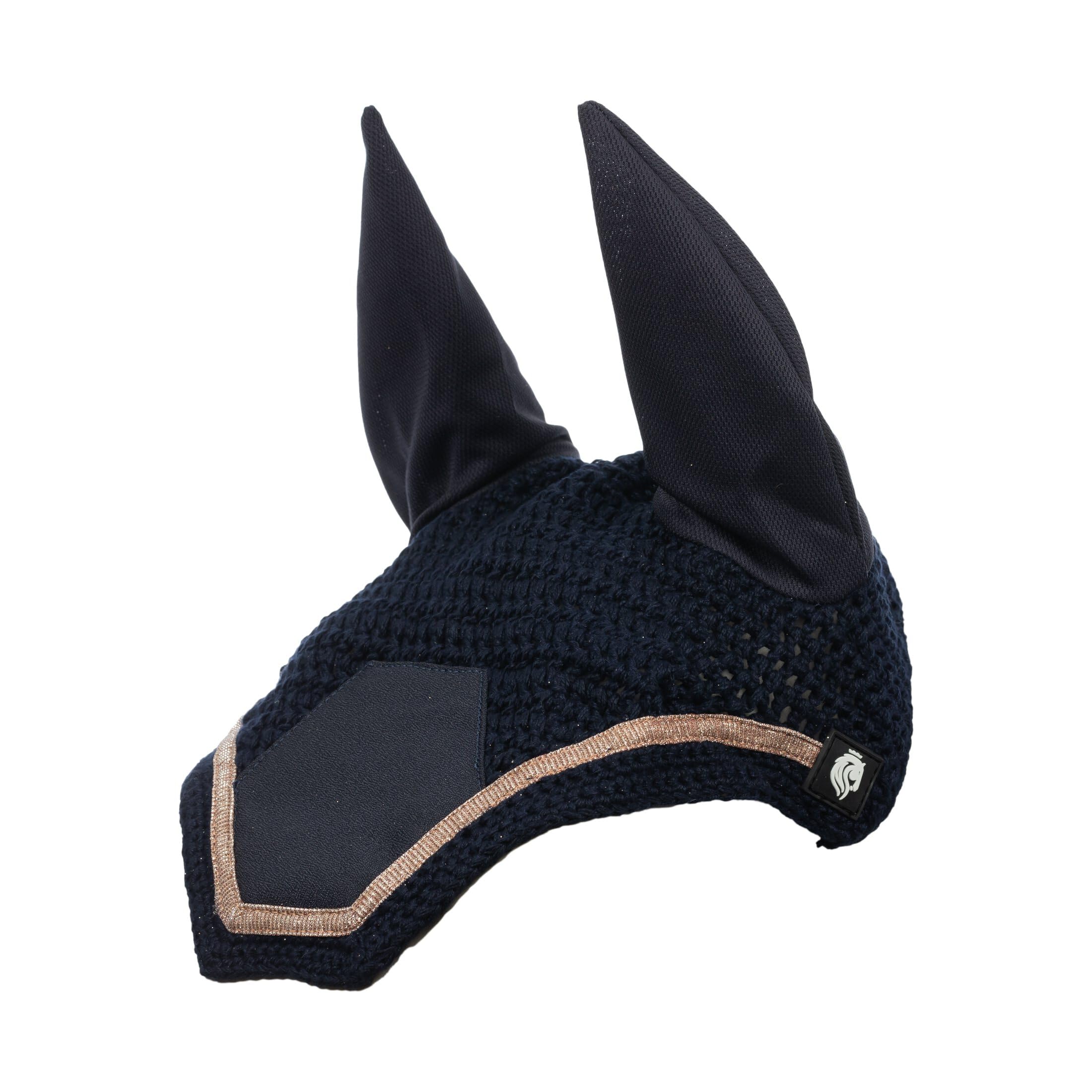 Orejeras de ganchillo Equinavia Glam con ribete dorado para caballos