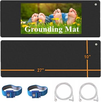 Grounding Mat 2 Pack Earthing Mat Improves Sleep, Reduces Inflammation, Pain, and Anxiety 10" x 27"