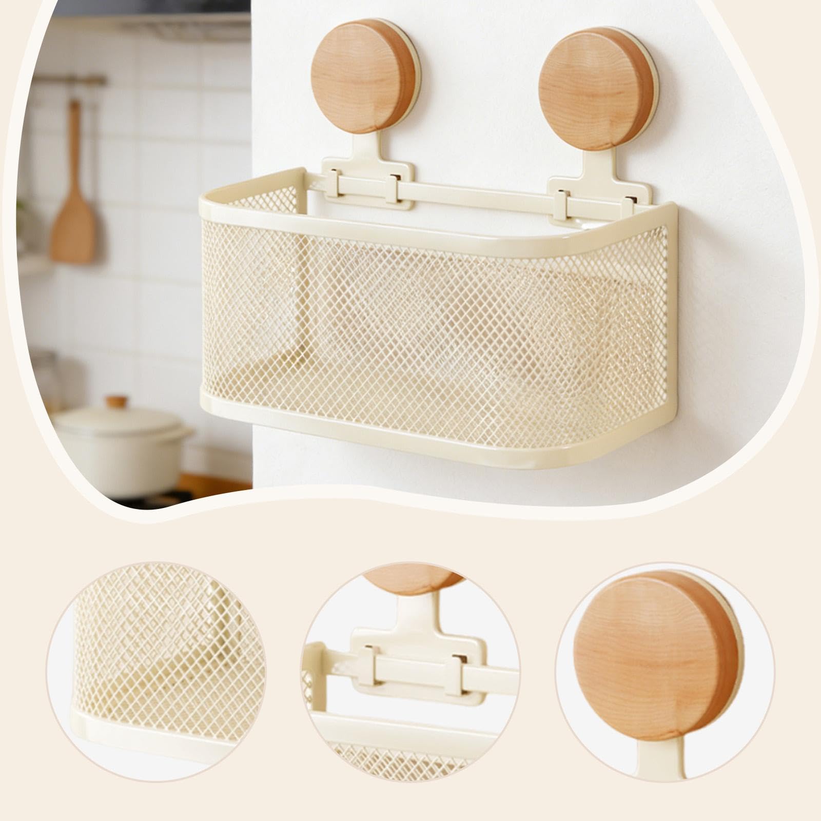 rockible Hängekorb Wandkorb Küchenkorb Aufbewahrungskorb mit Modernem Look aus Langlebigem Eisen für die Lagerung von Kartoffeln Zwiebeln Und Vorräten für, M