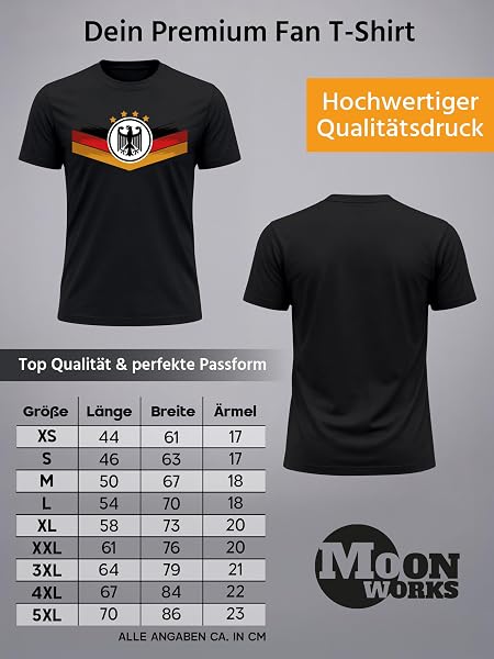 MoonWorks® Herren T-Shirt Deutschland Fußball WM 2026 Deutschlandflagge Nationalfahne Wappen Adler Fanshirt - 4