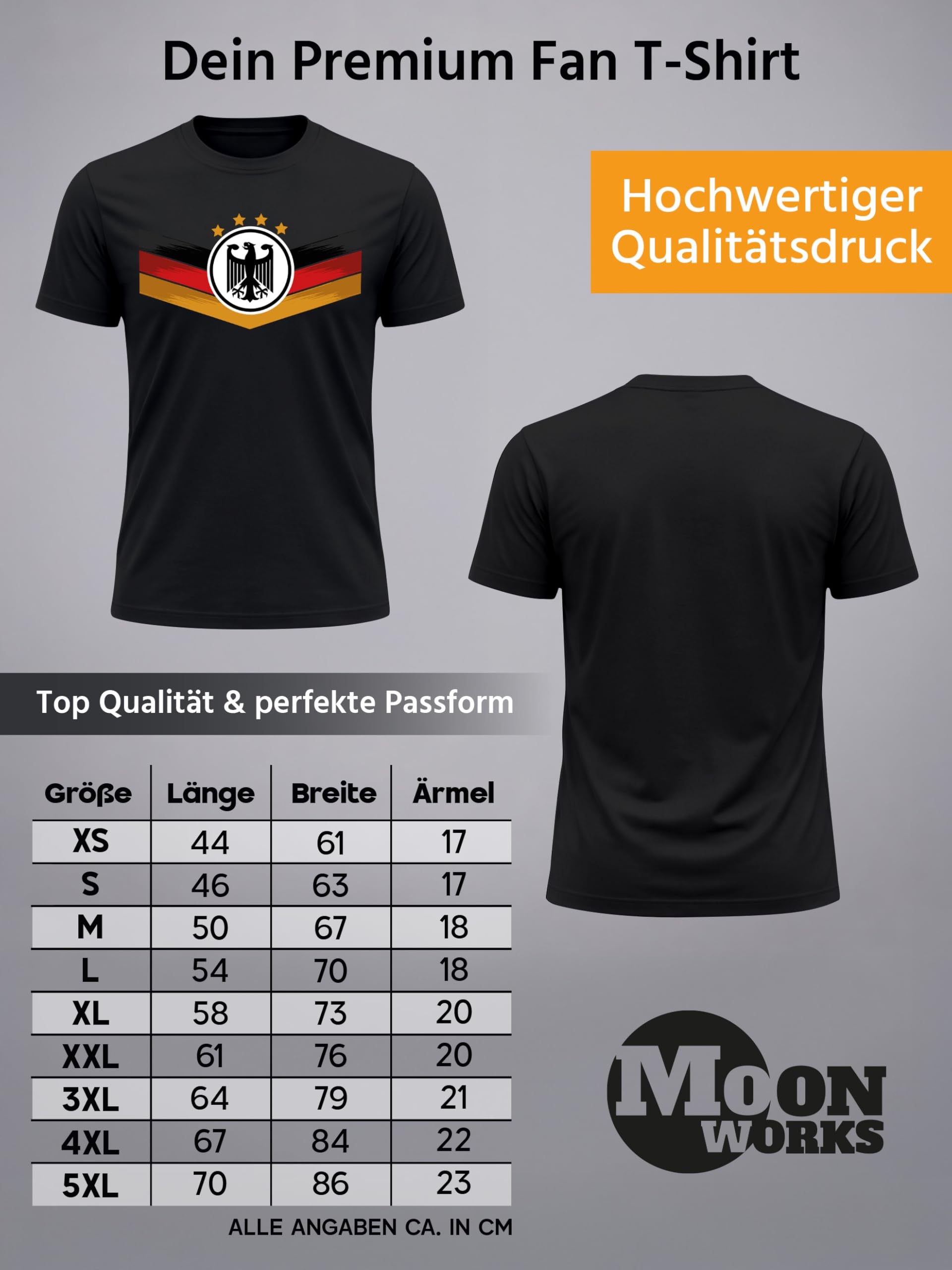 MoonWorks® Herren T-Shirt Deutschland Fußball WM 2026 Deutschlandflagge Nationalfahne Wappen Adler Fanshirt - 4
