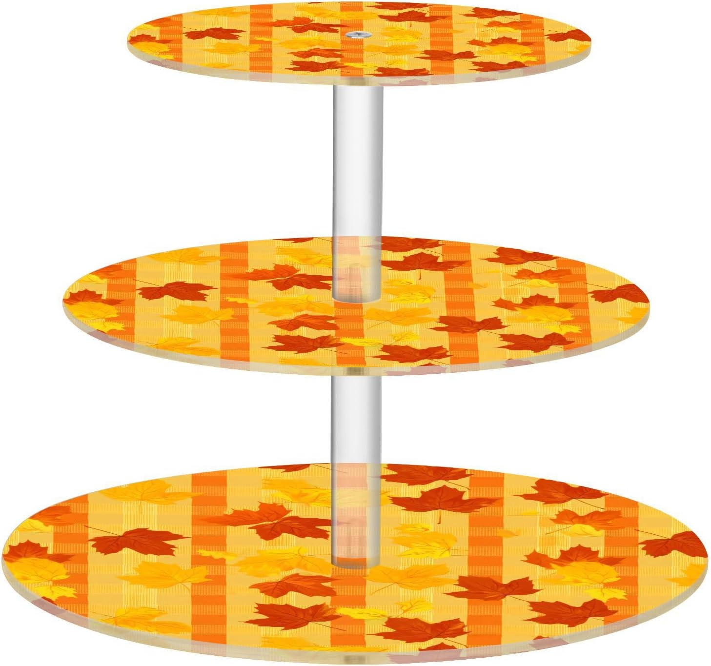Autumn Fall Maple Leaves Thanksgiving 3 Tier Acrylic Cupcake Stand, Cupcake Stand for 34 Cupcakes for Weddings, Christmas,Holidays,Parties,Birthday,Printed Cupcake Tower 23301636