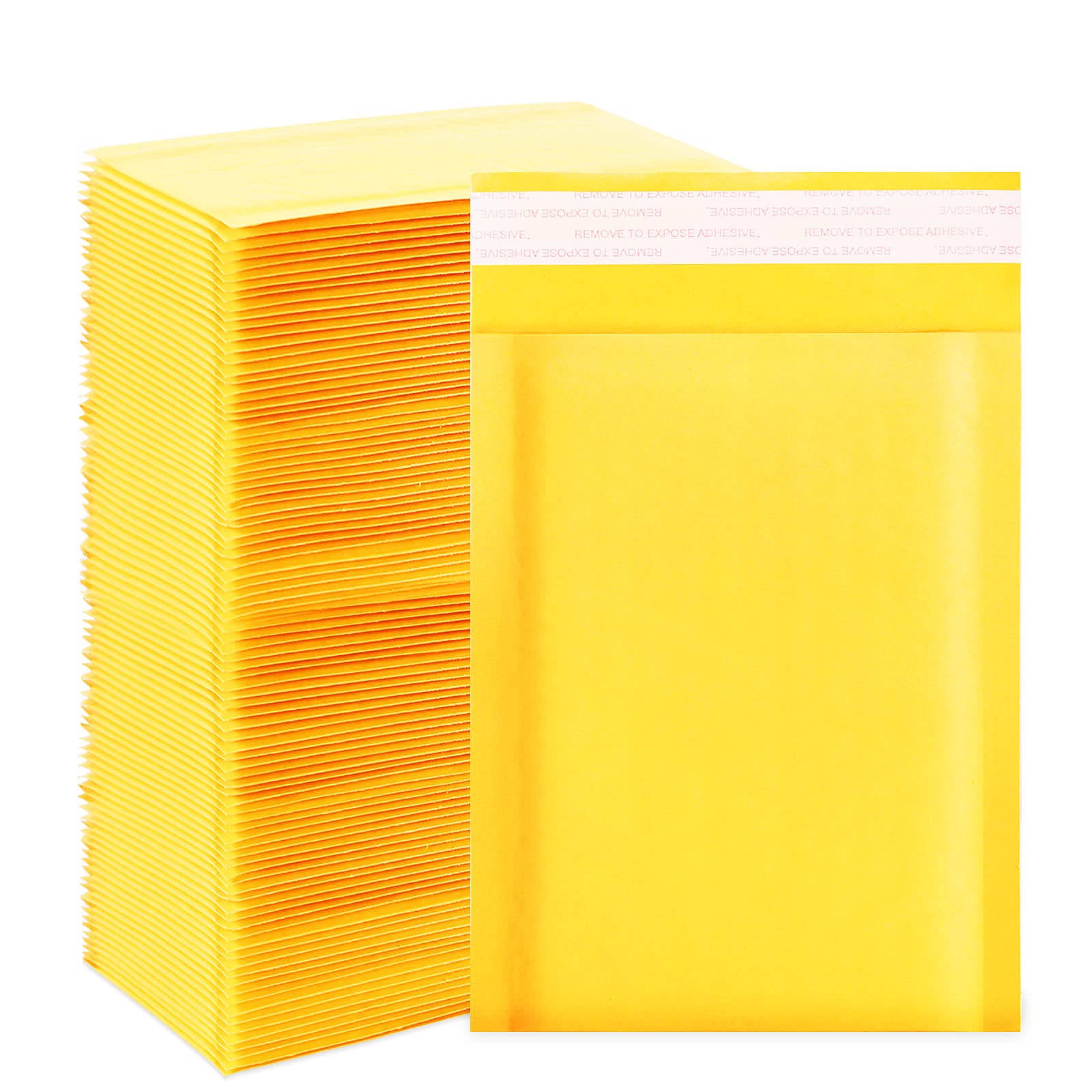 DaSen Kraft bubble mailers 4x7 Inch 100 Pack,Self-Sealing Paper Envelopes for Packaging,Strong Adhesion Envelope Mailers, Small Waterproof Cushioned Padded Shipping Bags Yellow #000