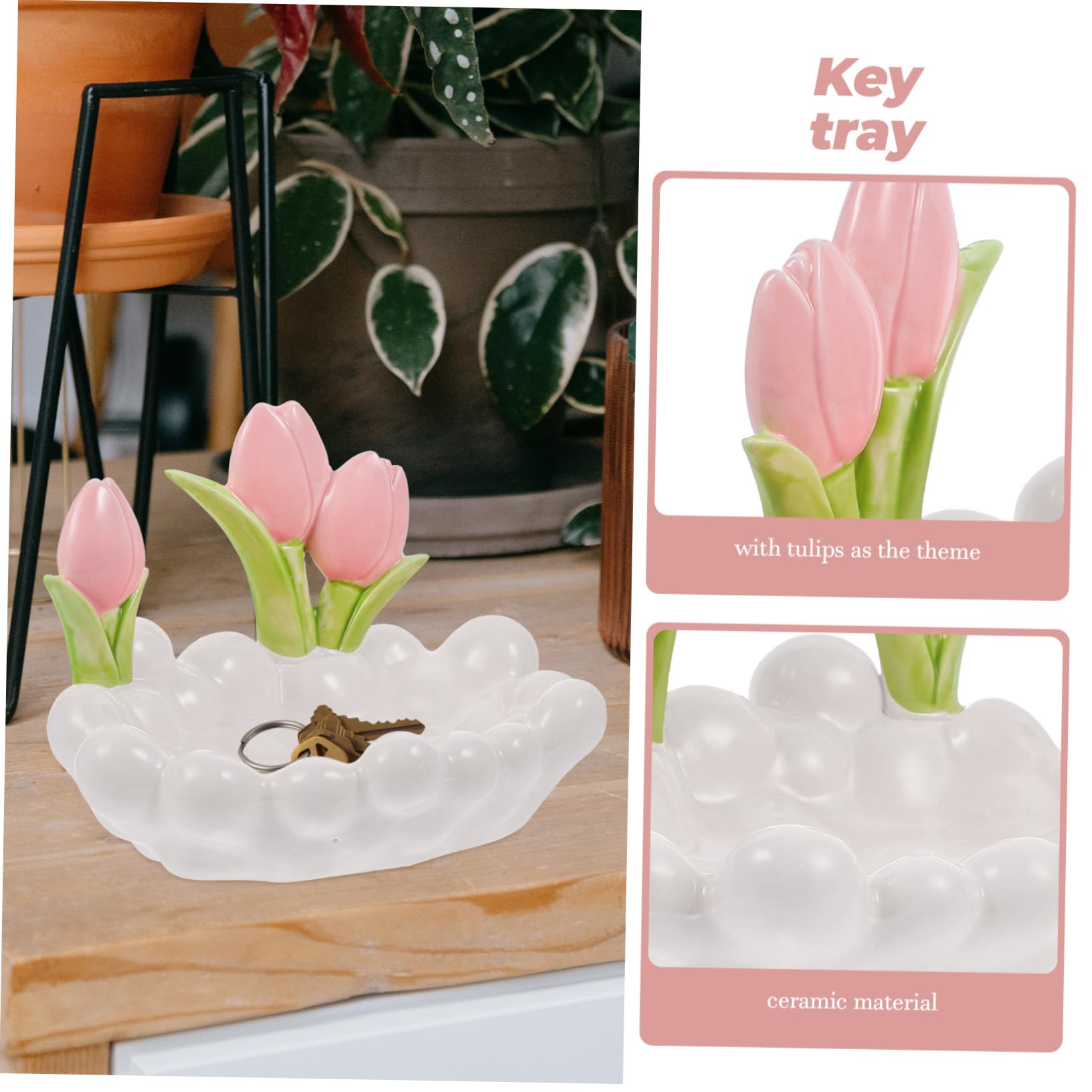Keramik Schlüsselablage Tulpenform Weiß für Zuhause