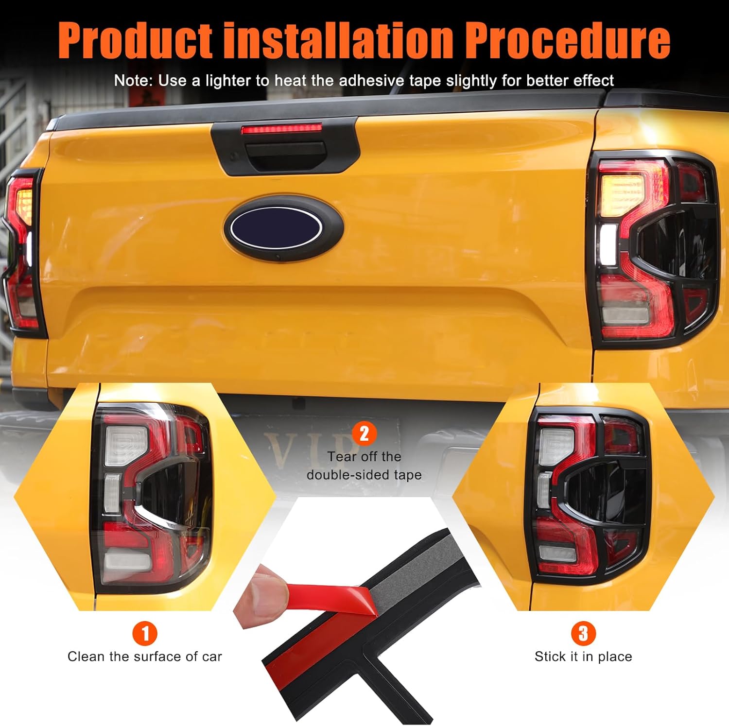 PIUGILH Tail Light Trim Bezel Cover Compatible with Ford Ranger 2023 2024 2025 2026 (High-Spec Version), Tail Light Covers Exterior Decoration Trim, 2Pcs (Matte Black)