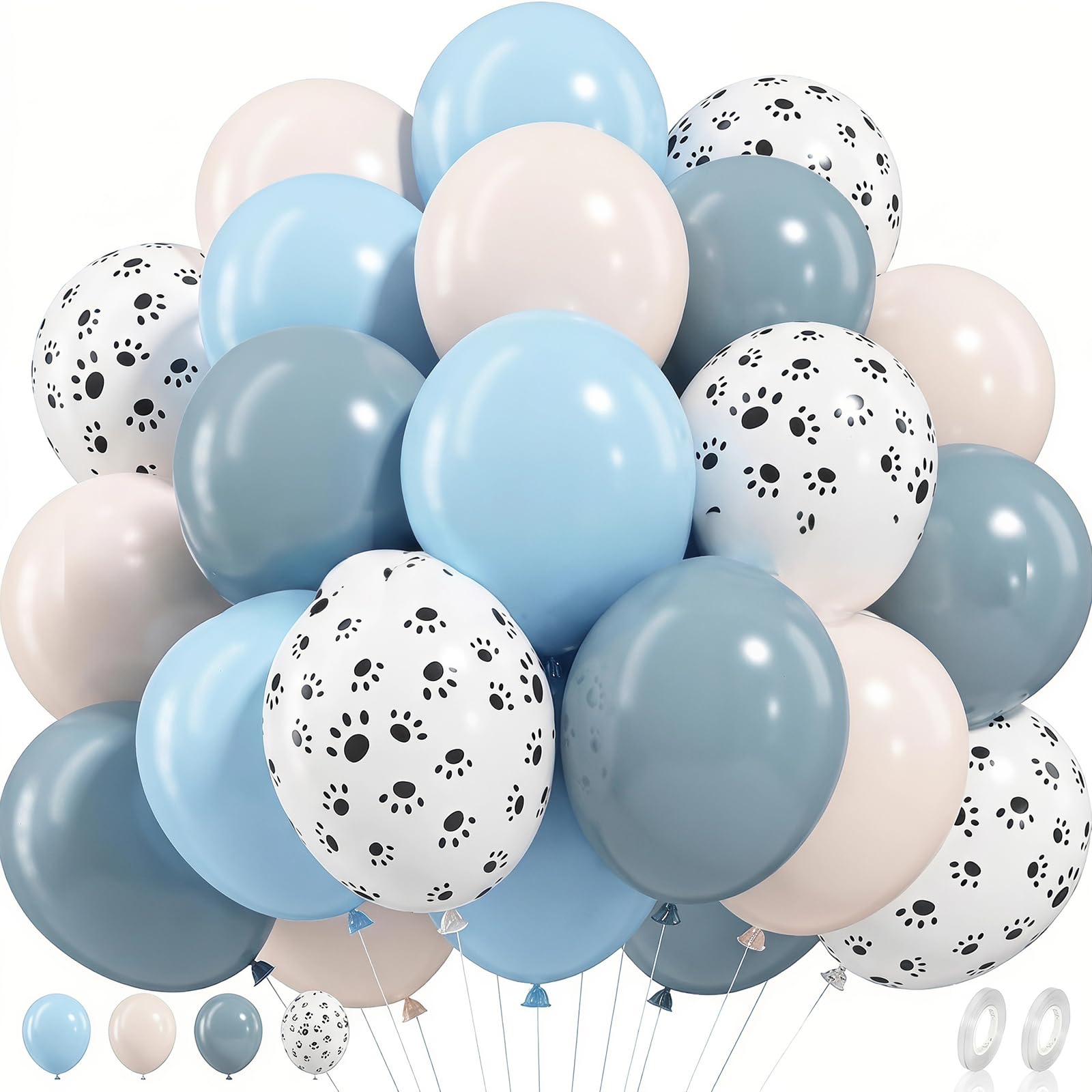 White Blue Balloons 100 Pieces, 30cm Blue Balloon (White & Blue)
