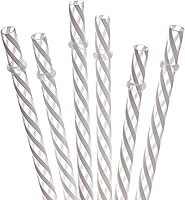 Vista 11 de Dakoufish Focos de plástico reutilizables y gruesos, de plástico, 12 piezas de 9 pulgadas, sin BPA, pajillas Mason Jar transparentes, a rayas, 6