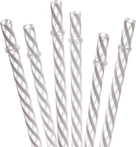 Miniatura 11 de Dakoufish Focos de plástico reutilizables y gruesos, de plástico, 12 piezas de 9 pulgadas, sin BPA, pajillas Mason Jar transparentes, a rayas, 6