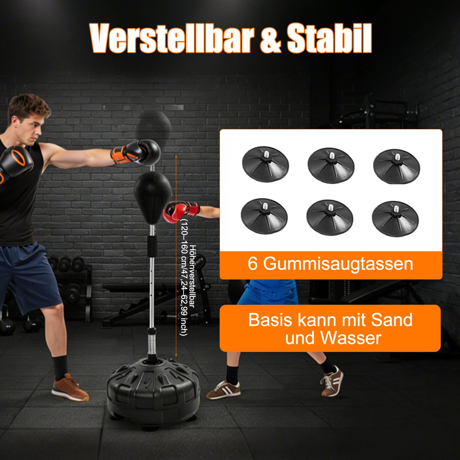 Punchingball Boxstand Boxsack Stehend Erwachsene Standboxsack Höhenverstellbarer Standbox für Boxen Ausrüstung, Stressabbau & Fitness
