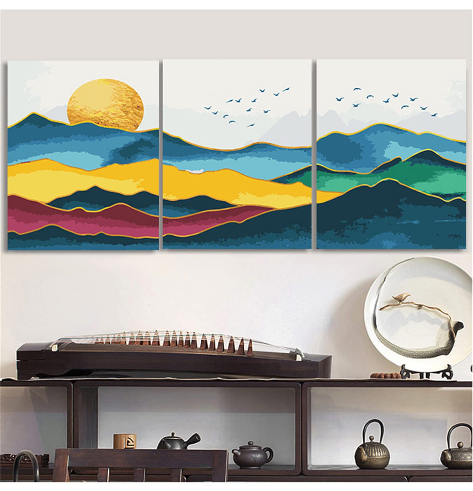 5D Diamant Malerei Kit, 3 Stück 5D Diamant Painting Bilder Diamond Painting Sonne Der Abstrakten Beschaffenheit 80x100cm DIY Diamond Painting Set,Diamant Gemälde,Voller Stickerei Wanddekoration