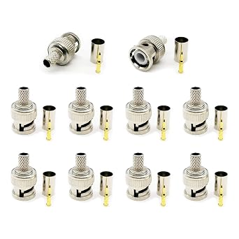 10 Pack BNC Male Crimp Connector to RG59/62 BNC Male Crimp-On Connector for CCTV Coaxial Cables