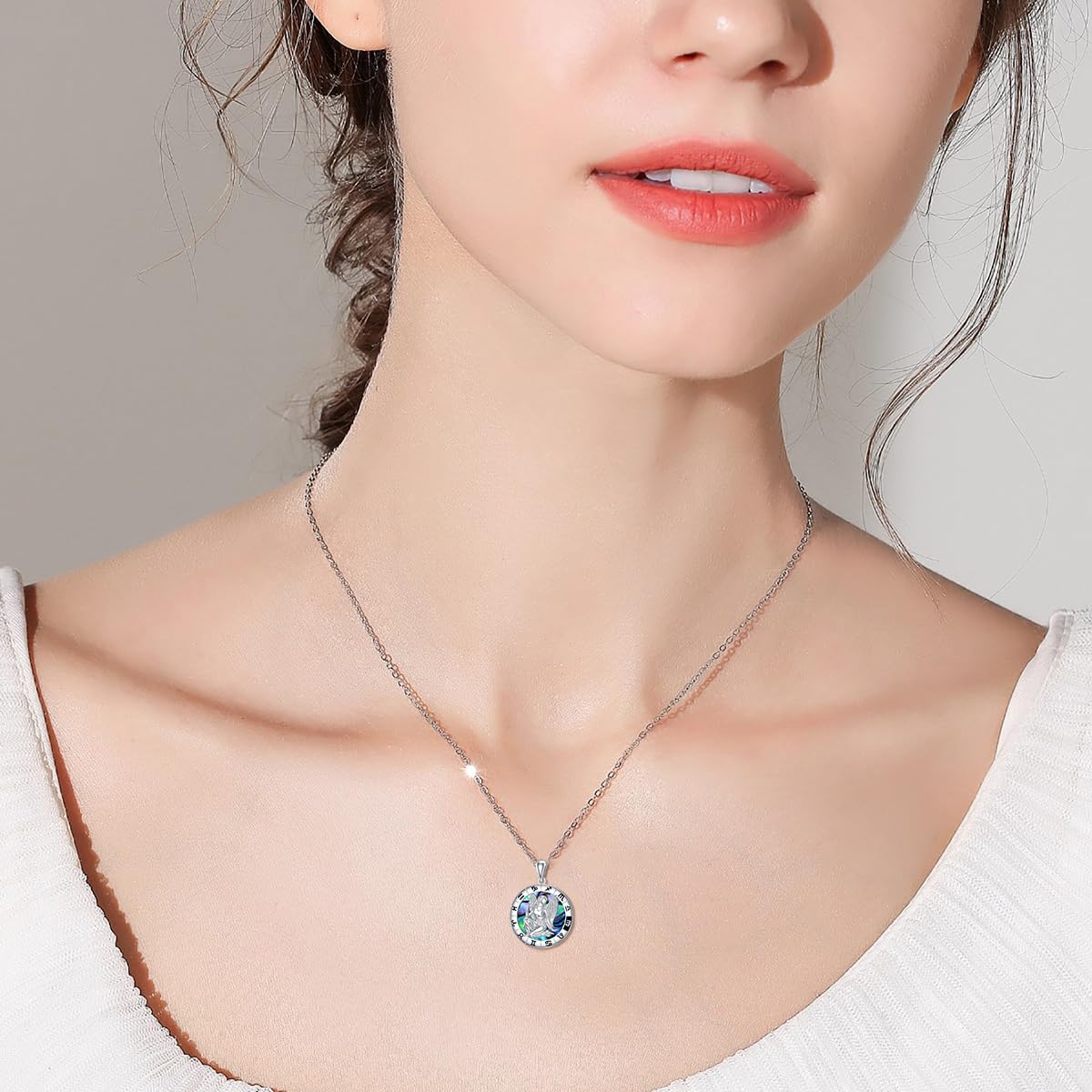12 collane con segni zodiacali, Collana con ciondolo in conchiglia di abalone con oroscopo in argento sterling 925, Astrologia Costellazione Compleanno Gioielli Regali per Donne Ragazze