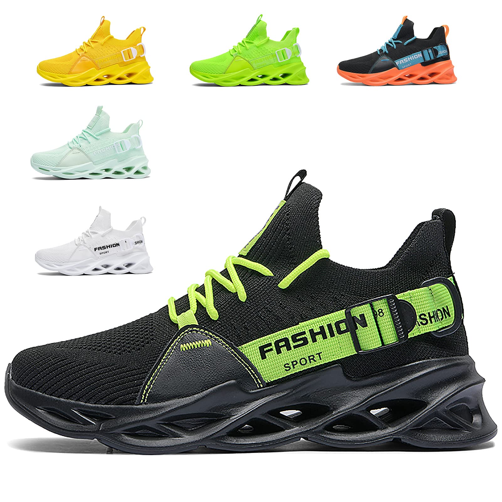 Scarpe Running Uomo Ginnastica Sneaker Donna Leggere Traspirante Outdoor Sportive Calzature da Corsa Pallavolo Tennis Nero Verde Bianco Rosa Giallo Grau Orange Viola Rosso Marrone EU 36-46