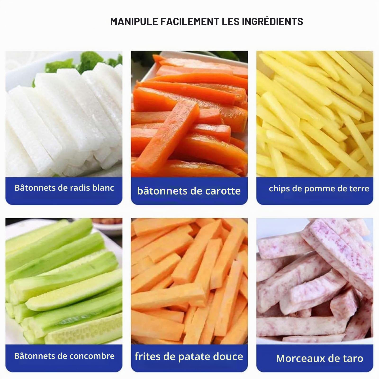 Coupe-Frites éLectrique 100 W, Coupe-LéGumes Professionnel En Acier Inoxydable Avec 3 Lames, Coupe-Frites Professionnel, Pour Pommes De Terre, Carottes, Concombres Et Oignons