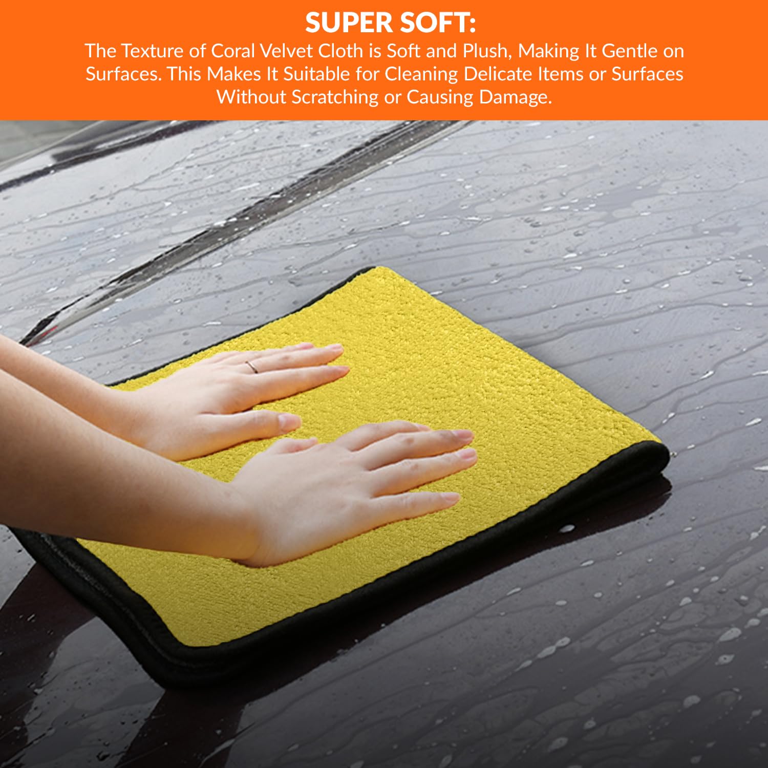 Tukzer Multi-Purpose Coral Velvet Microfiber Cloths for Car Bike| Ultra-Soft Super Absorbent Lint-Free for Exterior Interior Dashboard Cleaning Washing Polishing(500 GSM Multi-Color | 4 Pcs 35x 75 cm) - Image 3 thumbnail