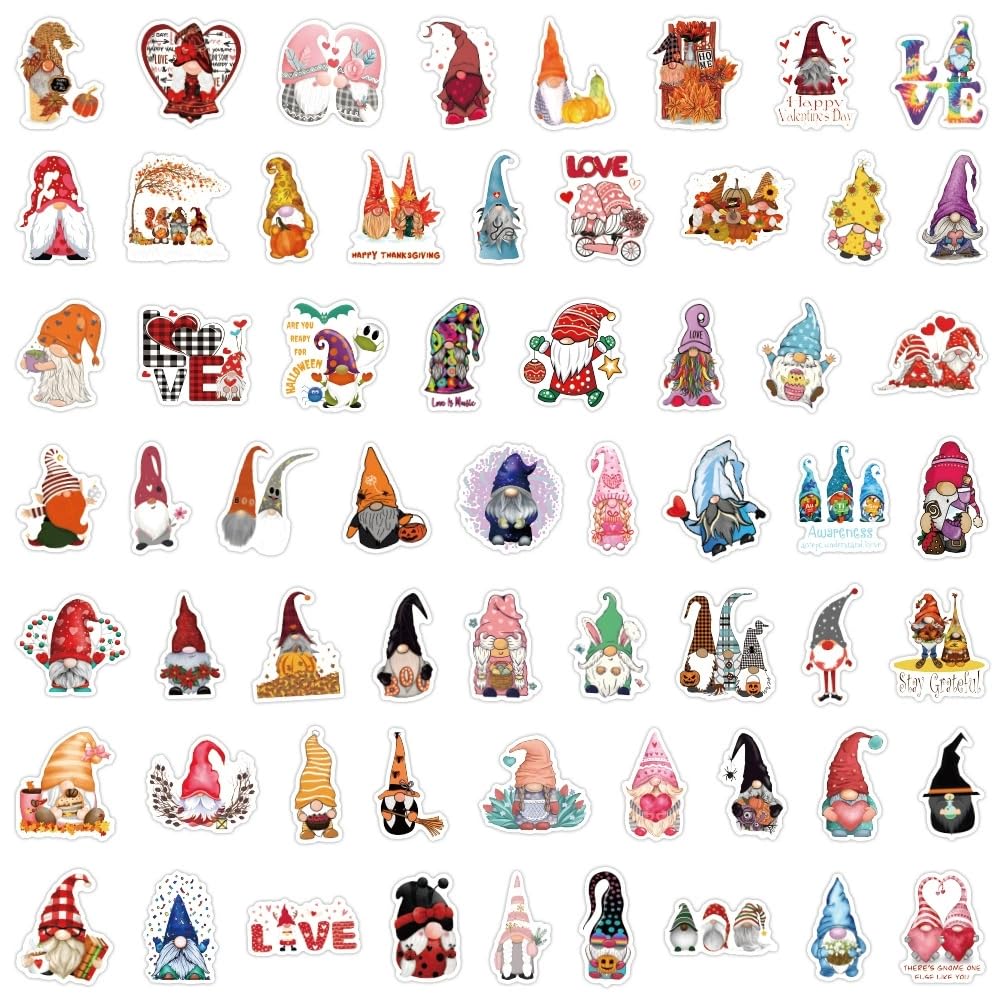 100 Pcs Gnome Stickers for Water Bottle Waterproof Sticker for Laptop Skateboard Phone Car Decals for Teens Adults for Party Favors Supplies Decor (Cute Cartoon Gnome Stickers) - Image 3