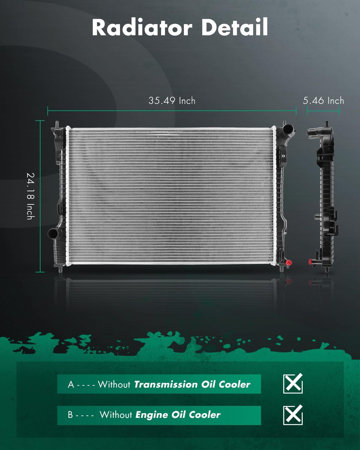 SCITOO Engine Coolant Radiator Assembly Replacement 2013-2019 for Ford Flex 3.5L 2013 for Lincoln MKT 2.0L 2013-2019 for Lincoln MKT 3.5L 2019 for Lincoln MKT 3.7L Fit 13522;DA8Z8005B;DA8Z8005C