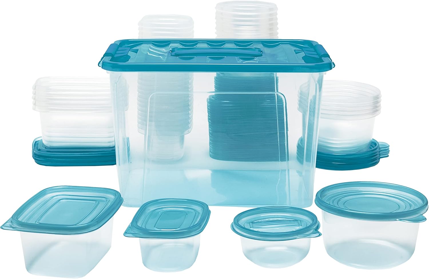 KOLORAE 100-Piece Food Storage Container Set – BPA-Free Plastic, Nesting Design for Kitchen Organization