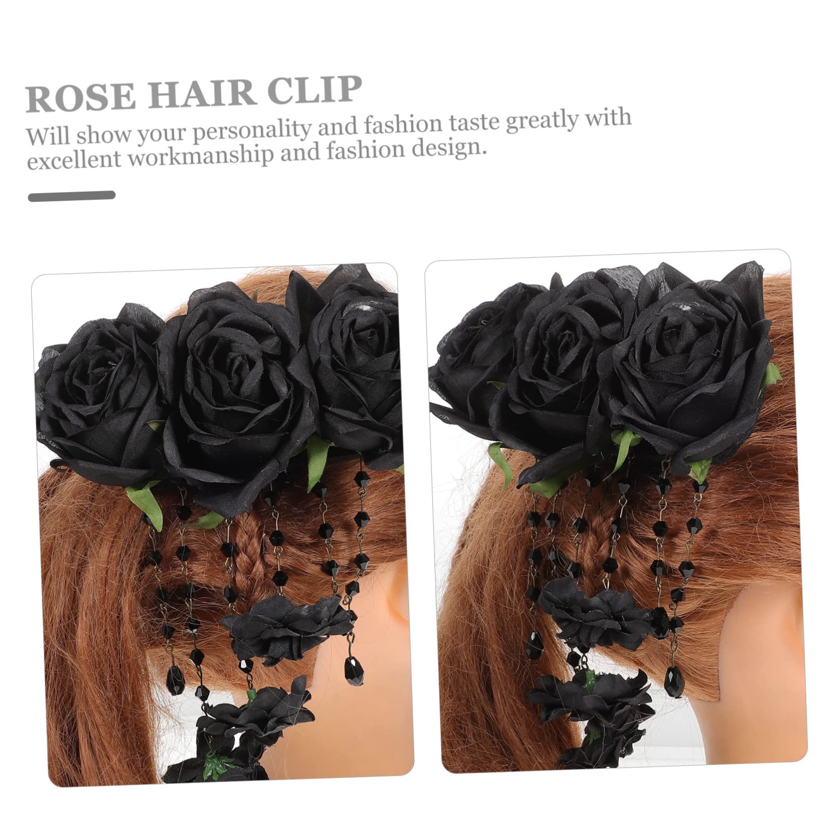 minkissy 3piezas Clip De Flor Gótica Para Cabello Accesorios Para Halloween y Fiestas Pinza De Pelo Floral Para Cosplay y Bodas