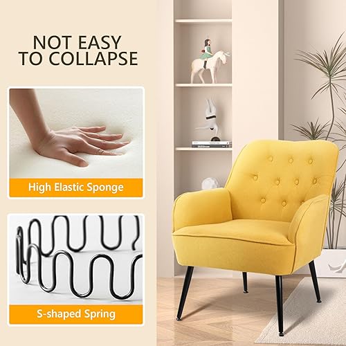 Miniatura 5 de Silla decorativa, sillón tapizado de tela de lino, sillones modernos para sala de estar, cómodas sillas de lectura, acogedor sofá para dormitorio,