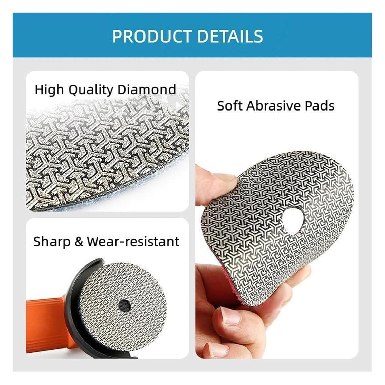 ACE326 3/4/5/6inch Electroplated Diamond Sanding Pads Grinding Disc for Glass Granite Marble Tile Concrete Polishing Pad 60-400 Grit ACE326