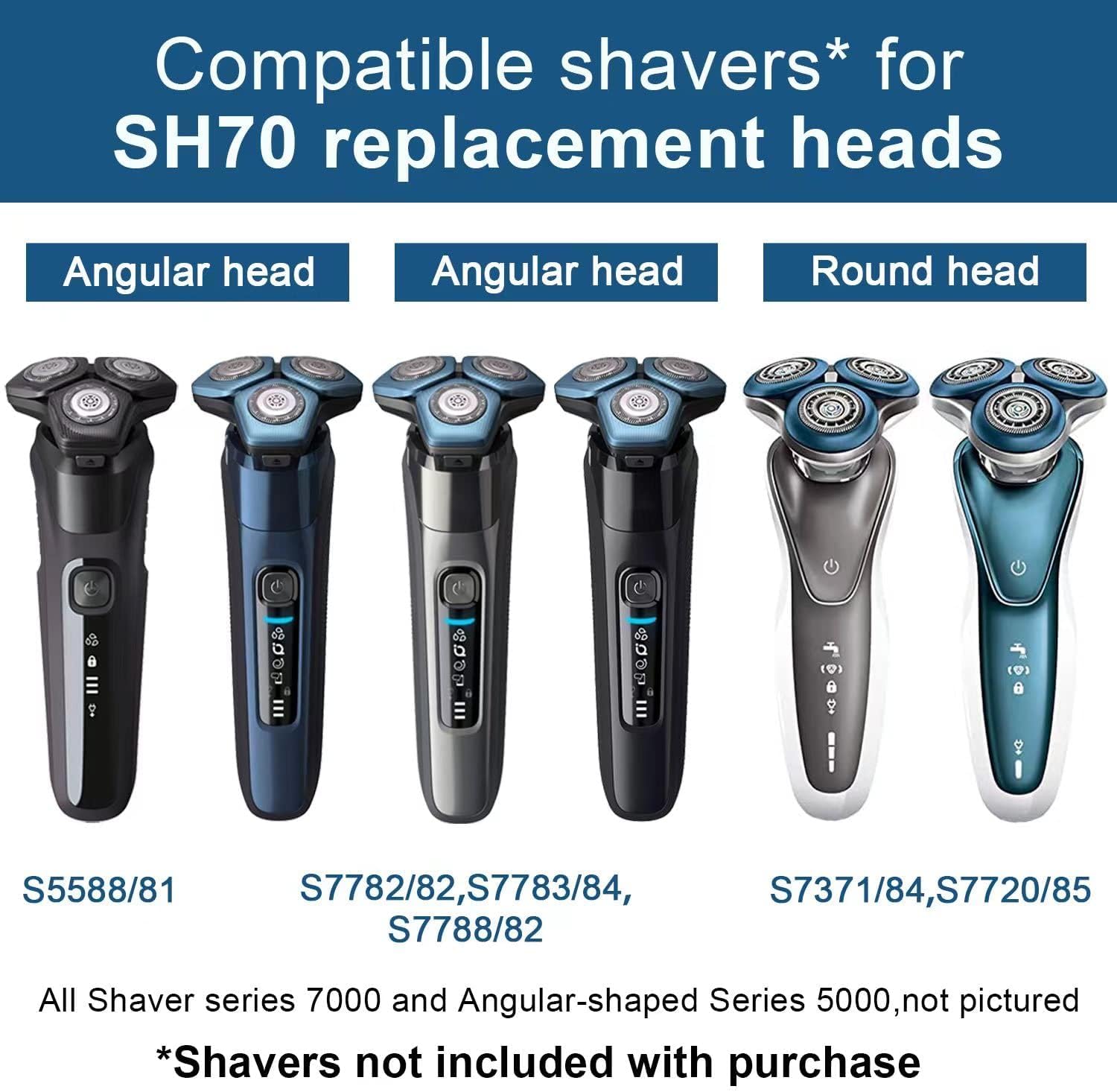 SH71 Replacement Heads Compatible with Philips Norelco Shaver Series 7000 and 5000 Triple Razor with Durable Sharp Blade,Comfortcut Replacement Blades,Razor Blade for Philips Norelco S7782 S7788