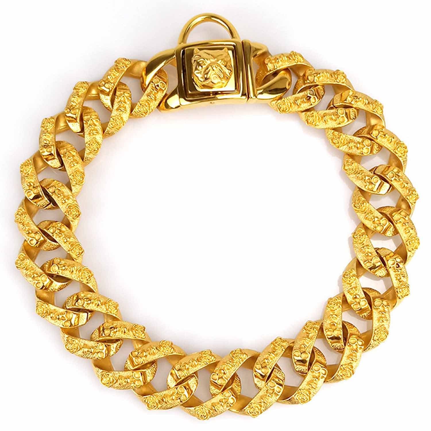 Amazon.com : SHQIN Gold Dog Chain Collar, Stainless Steel Training