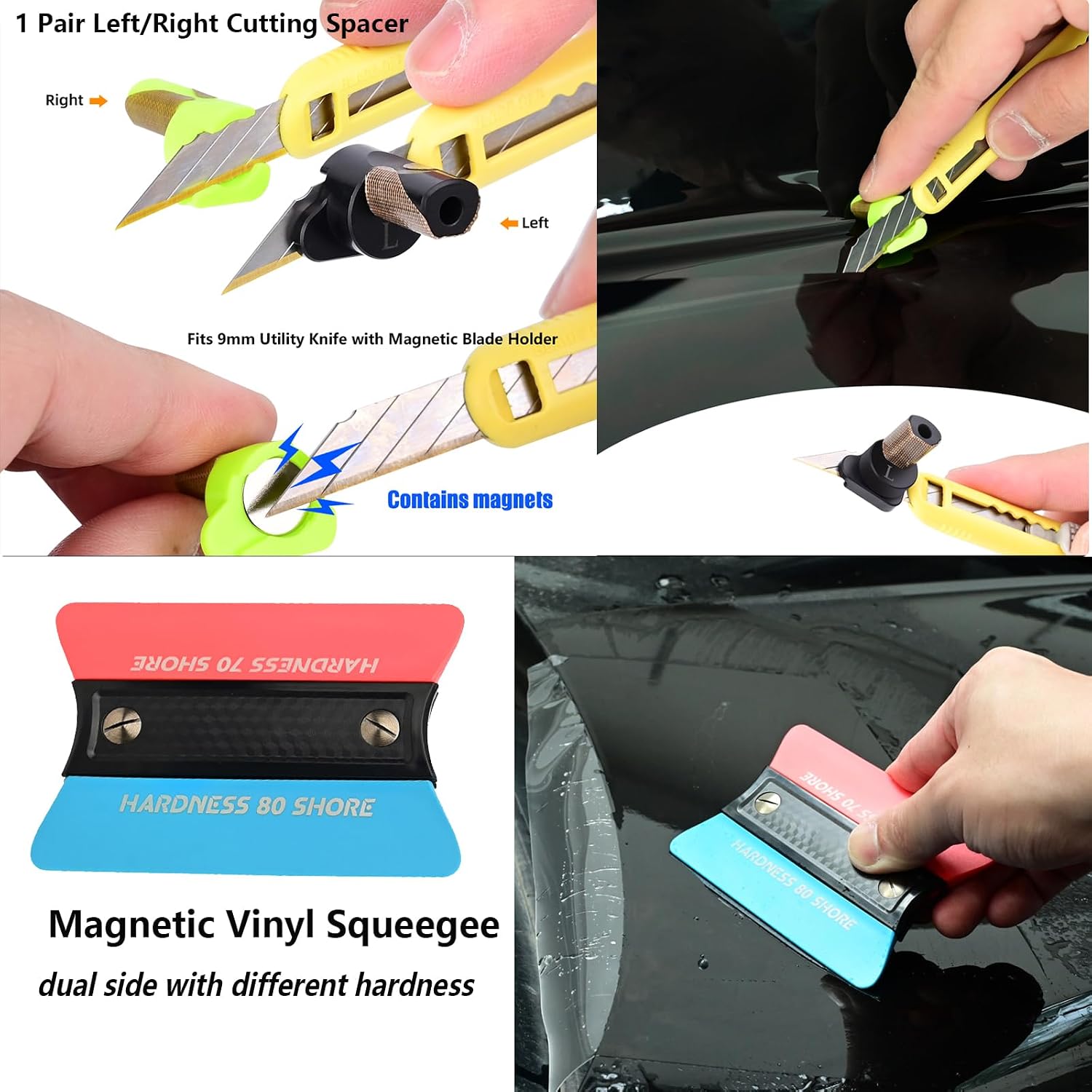 EHDIS Vinyl Tucking Tool 17 in 1 Vinyl Wrap Stick Set with Tool Pounch Car Wrapping Mini Corner Squeegee Curves Slot Vinyl Tools for Window Tinting,Vinyl Film Application,Wallpaper Installing image 5