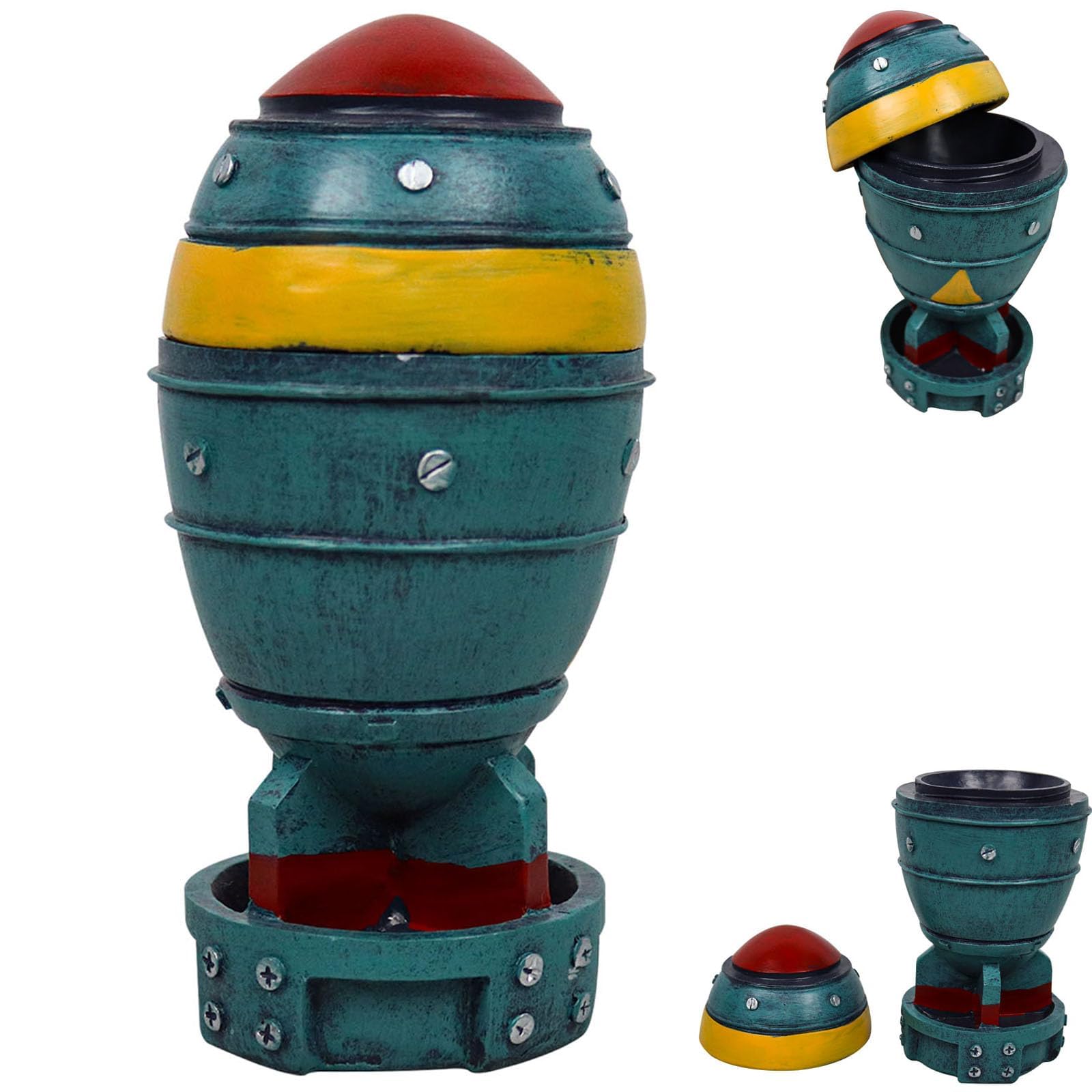 Hyelntu Fallout Mini Nuke Statue Storage Bomb Box Figure Rocket Model Nuclear Bomb Fallout Merchandise Halloween 3D Openable Resin Figurines for Desktop Home Decorations