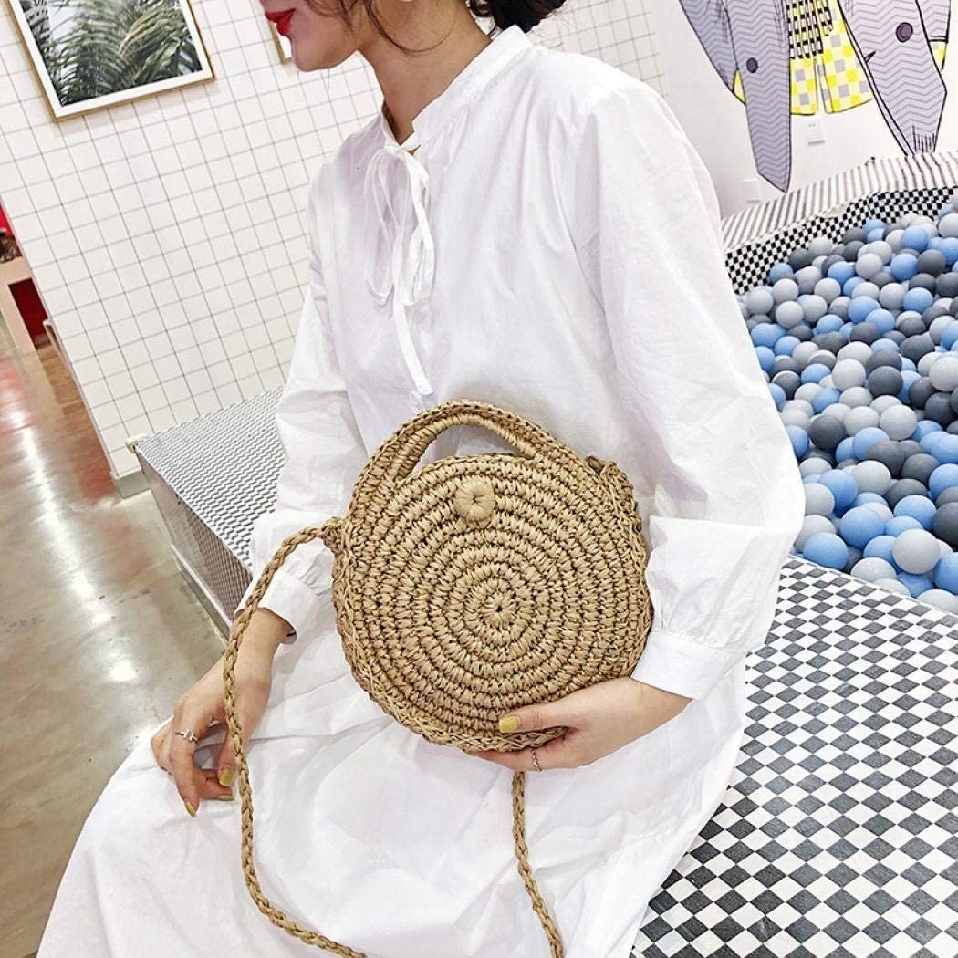 Sac tissé Sacs de plage, sac à main en paille, sac à bandoulière en toile, sac à dos de voyage antivol, sac de plage fourre-tout d'été, sac à main en paille for femme, poignée supérieure, grande capac