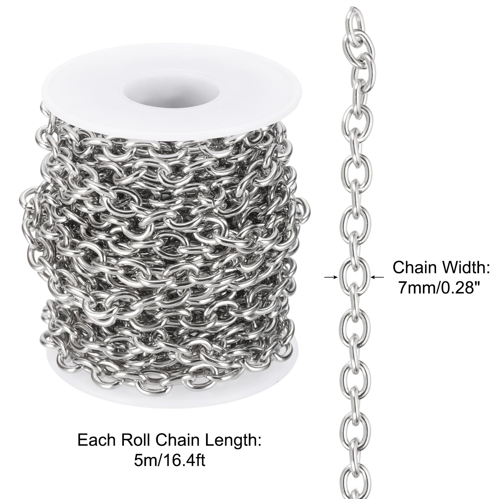 PATIKIL 16.4Ft 304 Stainless Steel Cable Link Chains - Image 2