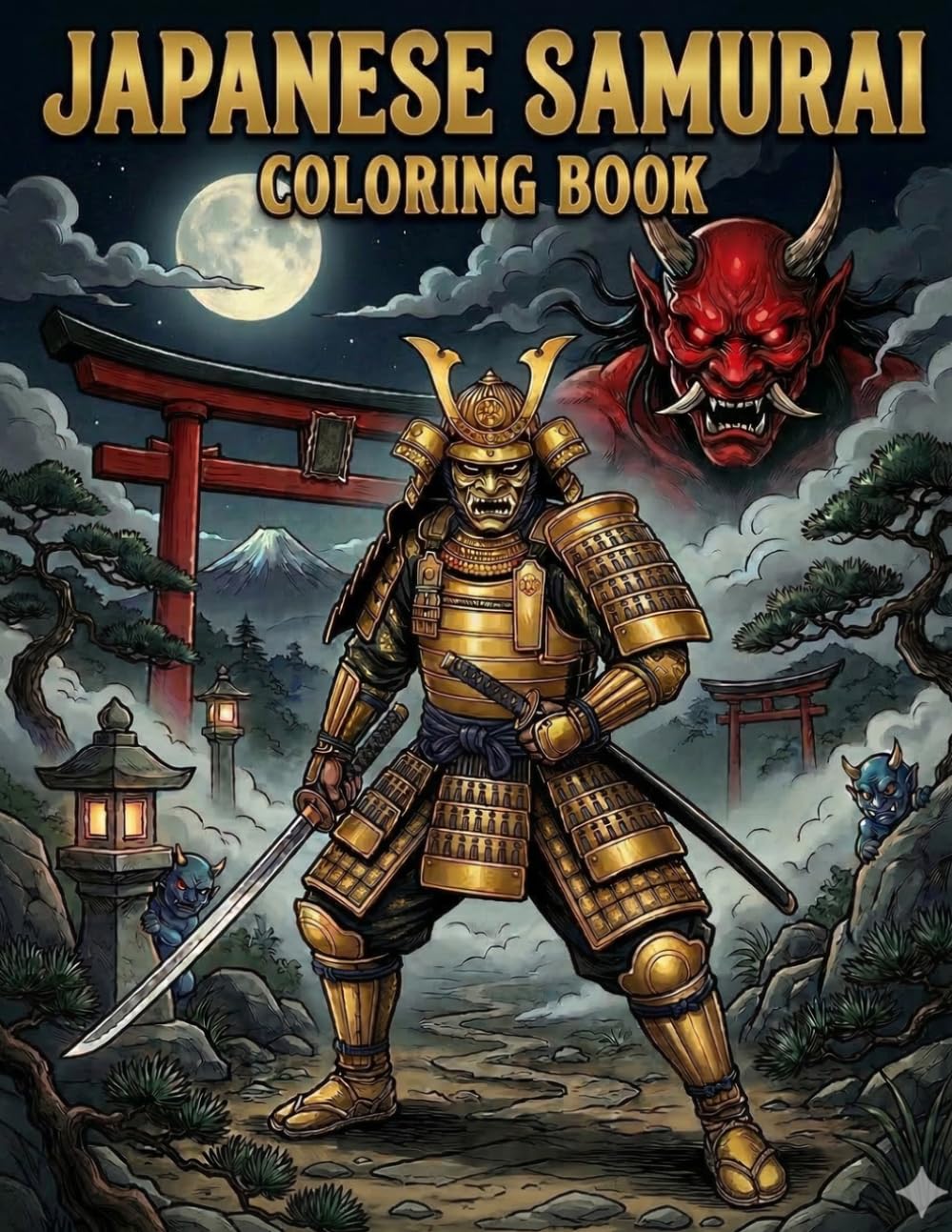 Japanese Samurai Coloring Book for Adults: 50 Legendary Samurai Warriors – Ukiyo-e Style Japanese Coloring Pages for Relaxation (Mythic Canvas Coloring Series)