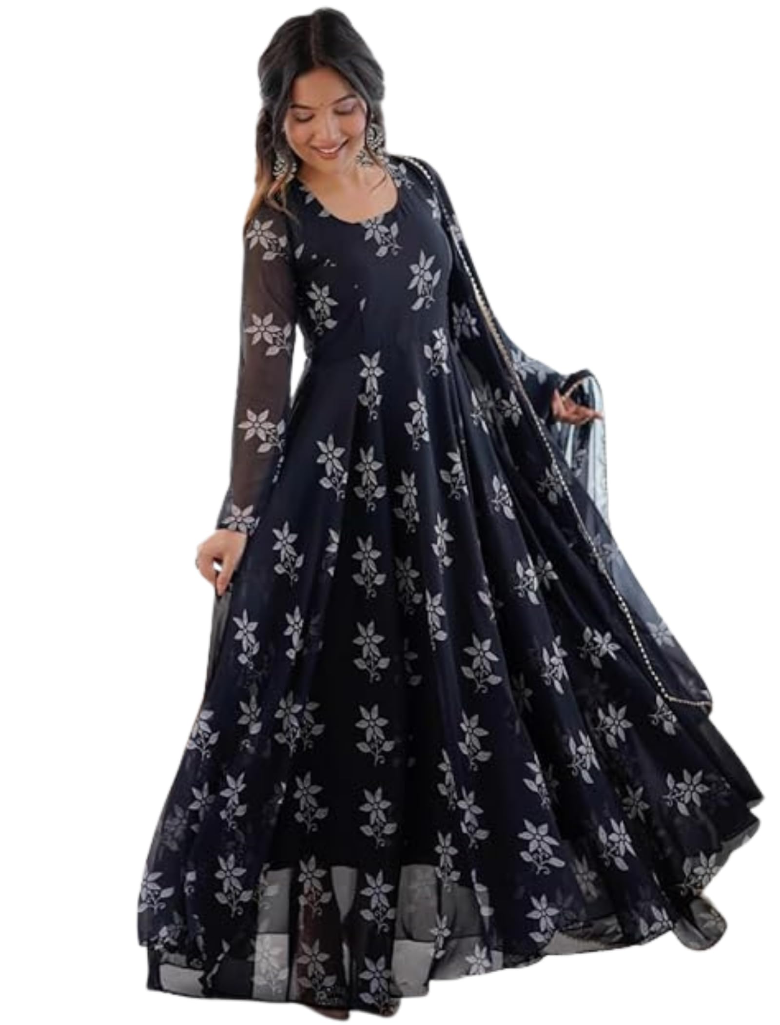 Ensemble kurta Georgette Anarkali coupe ajustée masquant les imperfections - 8