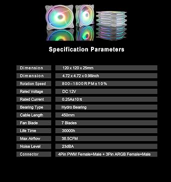 120mm White LED PC Fans 3Pack - High Airflow RGB Gaming Fan 4Pin PWM & 5V 3PIN Addressable, 800-1800RPM Quiet Cooling Triple Light Loop Motherboard Aura SYNC for Computer Case/Liquid Radiators