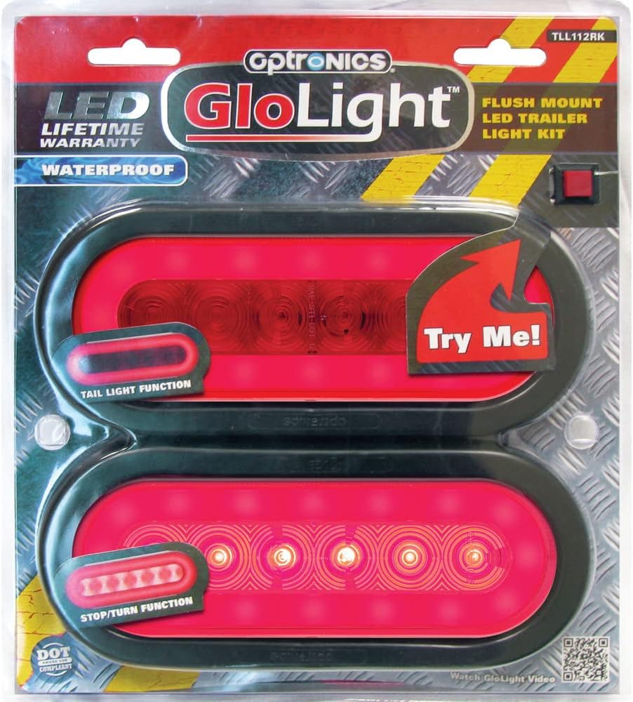 OptronicsTLL112RK GloLight Red 6" Oval Sealed 22-LED Trailer Light Kit with Lifetime LED Warranty